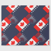 Elegant Maple Leaf Canadian Flag 3D Reflection Cadeaupapier (Vlak)