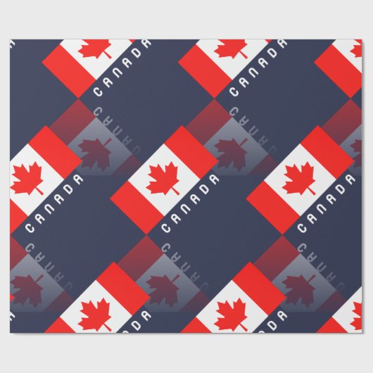 Elegant Maple Leaf Canadian Flag 3D Reflection Cadeaupapier (Vlak)