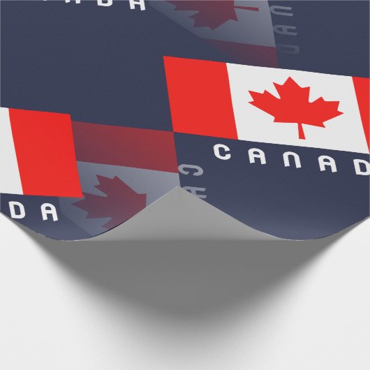 Elegant Maple Leaf Canadian Flag 3D Reflection Cadeaupapier (Hoek)