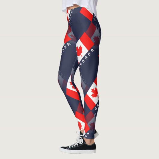 Elegant Maple Leaf Canadian Flag 3D Reflection Leggings (Links)