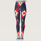 Elegant Maple Leaf Canadian Flag 3D Reflection Leggings (Voorkant)