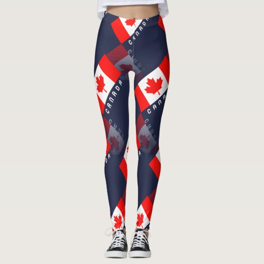 Elegant Maple Leaf Canadian Flag 3D Reflection Leggings (Voorkant)