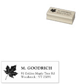 Elegant Maple Leaf Return Address. Houten Rubberstempel (Gestempeld)