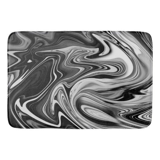 Elegant Marble 7 - Liquid Black en White Badmat (Voorkant)