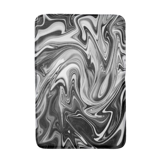 Elegant Marble 7 - Liquid Black en White Badmat (Voorkant Verticaal)