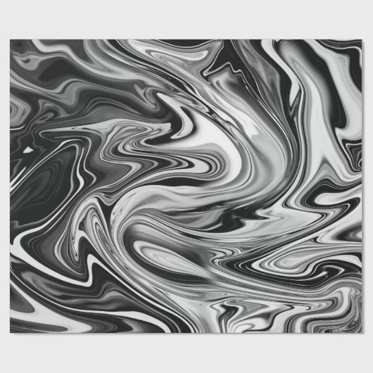 Elegant Marble 7 - Liquid Black en White Cadeaupapier (Vlak)