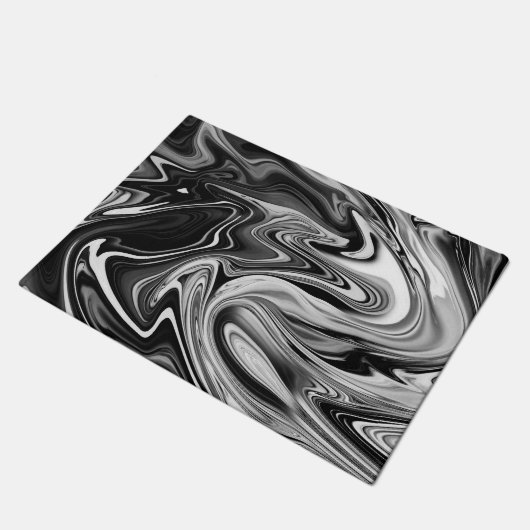 Elegant Marble 7 - Liquid Black en White Deurmat (Schuin)