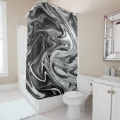 Elegant Marble 7 - Liquid Black en White Douchegordijn (In situ)