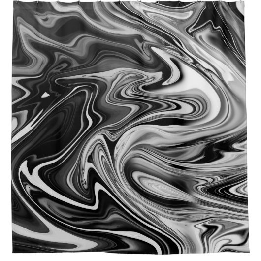 Elegant Marble 7 - Liquid Black en White Douchegordijn (Voorkant)