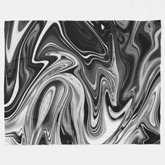 Elegant Marble 7 - Liquid Black en White Fleece Deken (Voorkant (Horizontaal))