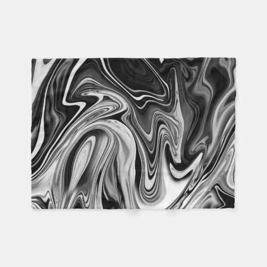 Elegant Marble 7 - Liquid Black en White Fleece Deken (Voorkant (Horizontaal))
