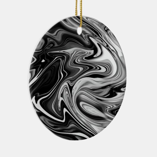 Elegant Marble 7 - Liquid Black en White Keramisch Ornament (Rechts)