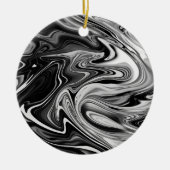 Elegant Marble 7 - Liquid Black en White Keramisch Ornament (Voorkant)