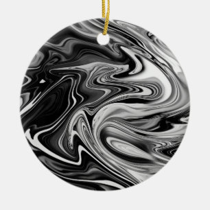 Elegant Marble 7 - Liquid Black en White Keramisch Ornament