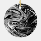 Elegant Marble 7 - Liquid Black en White Keramisch Ornament (Achterkant)
