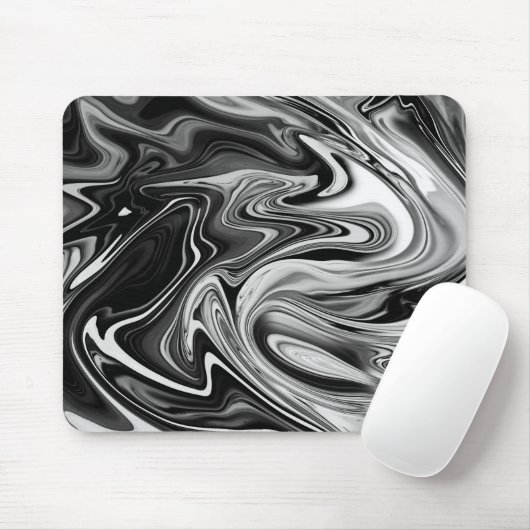 Elegant Marble 7 - Liquid Black en White Muismat (Met muis)