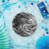 Elegant Marble 7 - Liquid Black en White Papieren Bordje (Feest)
