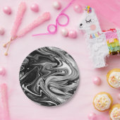 Elegant Marble 7 - Liquid Black en White Papieren Bordje (Feest)