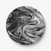 Elegant Marble 7 - Liquid Black en White Papieren Bordje (Voorkant)