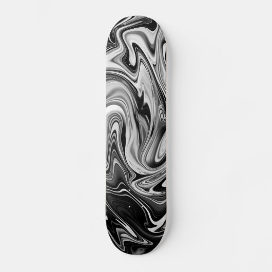 Elegant Marble 7 - Liquid Black en White Persoonlijk Skateboard (Voorkant)