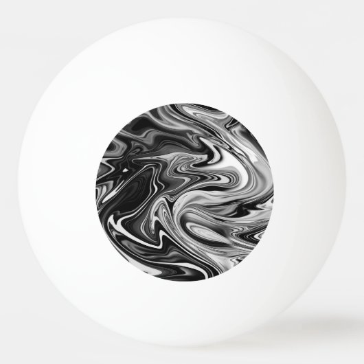 Elegant Marble 7 - Liquid Black en White Pingpongbal (Voorkant)