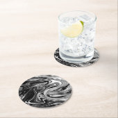 Elegant Marble 7 - Liquid Black en White Ronde Kartonnen Onderzetter (Insitu)