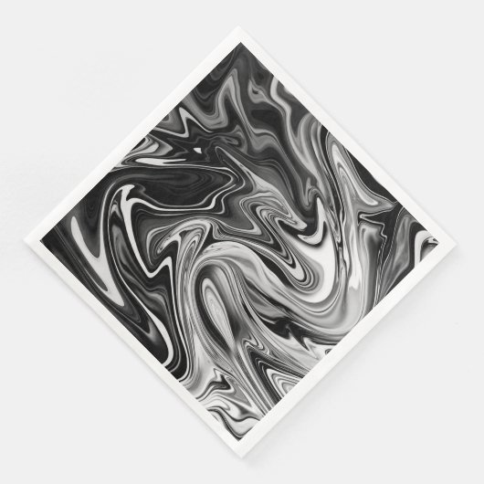 Elegant Marble 7 - Liquid Black en White Servet (Hoek)
