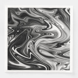 Elegant Marble 7 - Liquid Black en White Servet