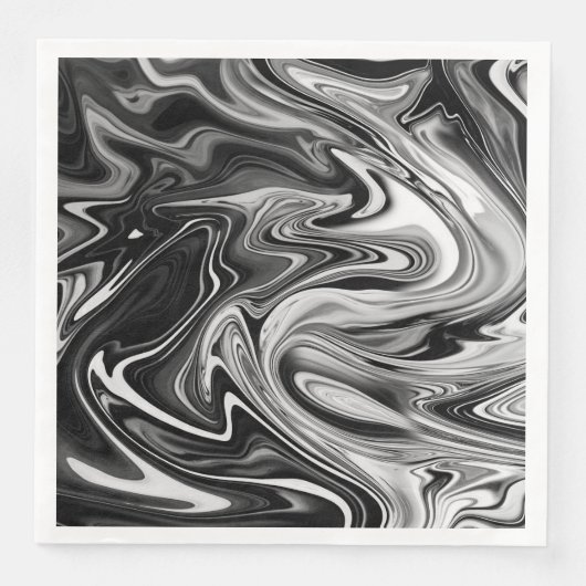 Elegant Marble 7 - Liquid Black en White Servet (Voorkant)