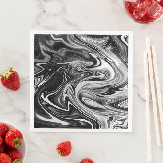 Elegant Marble 7 - Liquid Black en White Servet (Insitu)