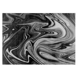 Elegant Marble 7 - Liquid Black en White Snijplank