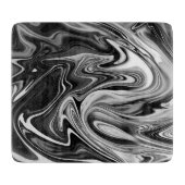 Elegant Marble 7 - Liquid Black en White Snijplank (Voorkant)