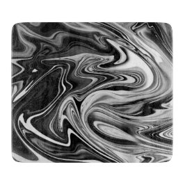 Elegant Marble 7 - Liquid Black en White Snijplank
