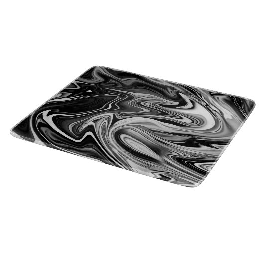 Elegant Marble 7 - Liquid Black en White Snijplank (Hoek)