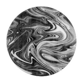 Elegant Marble 7 - Liquid Black en White Snijplank
