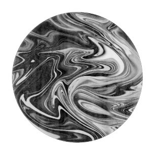 Elegant Marble 7 - Liquid Black en White Snijplank