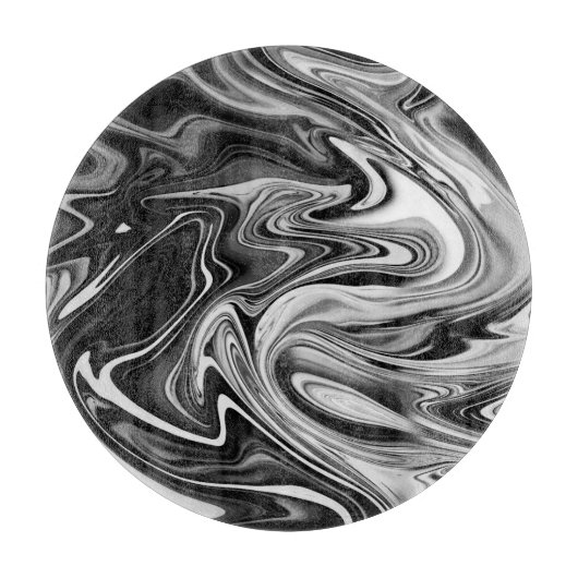 Elegant Marble 7 - Liquid Black en White Snijplank (Voorkant)
