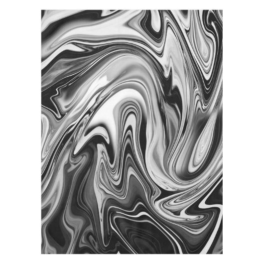 Elegant Marble 7 - Liquid Black en White Tafelkleed (Voorkant)