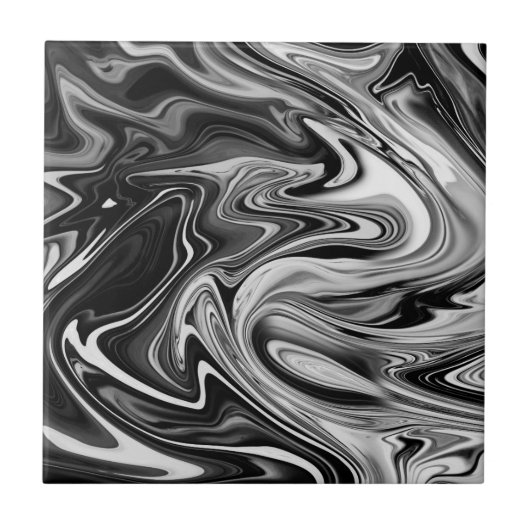 Elegant Marble 7 - Liquid Black en White Tegeltje (Voorkant)