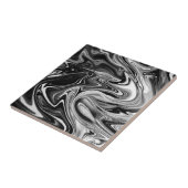 Elegant Marble 7 - Liquid Black en White Tegeltje (Zijkant)