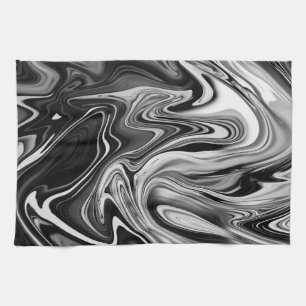 Elegant Marble 7 - Liquid Black en White Theedoek