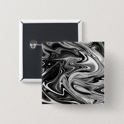 Elegant Marble 7 - Liquid Black en White Vierkante Button 5,1 Cm (Voorkant /achterkant)