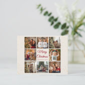 Elegant Marble 8 Photo Christmas Card Feestdagenkaart (Staand voorkant)