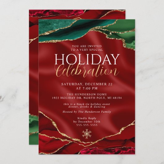 Elegant Marble Agate Holiday Uitnodiging (Voorkant / Achterkant)