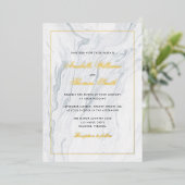 Elegant Marble and Gold Wedding Folie Uitnodiging (Staand Voorkant)