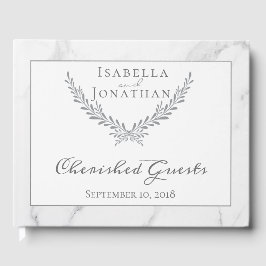 Elegant Marble and Wreath Wedding Guest Book Gastenboek