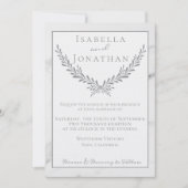 Elegant Marble and Wreath Wedding Invitation Kaart (Voorkant)