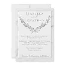 Elegant Marble and Wreath Wedding Invitation