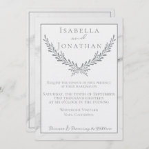 Elegant Marble and Wreath Wedding Invitation