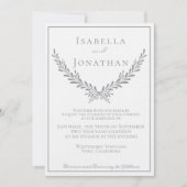 Elegant Marble and Wreath Wedding Invitation Kaart (Voorkant)